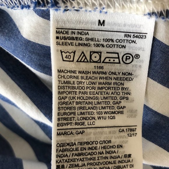 Blue and White Striped Top with Balloon Sleeves - Picture 5 of 5